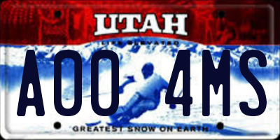 UT license plate A004MS