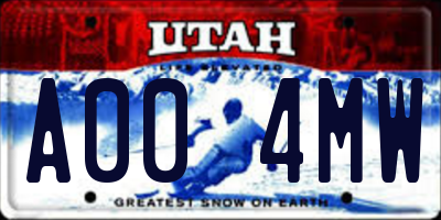 UT license plate A004MW