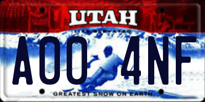 UT license plate A004NF