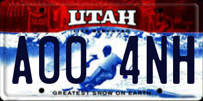 UT license plate A004NH