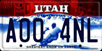 UT license plate A004NL