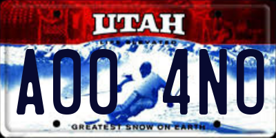 UT license plate A004NO