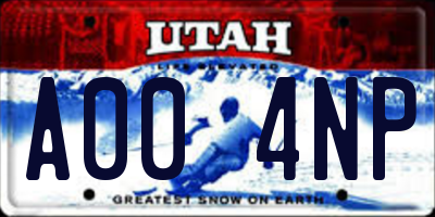 UT license plate A004NP