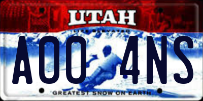 UT license plate A004NS