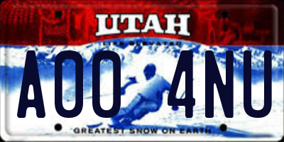 UT license plate A004NU