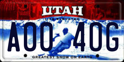 UT license plate A004OG