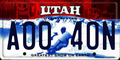 UT license plate A004ON