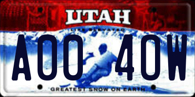 UT license plate A004OW