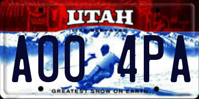 UT license plate A004PA