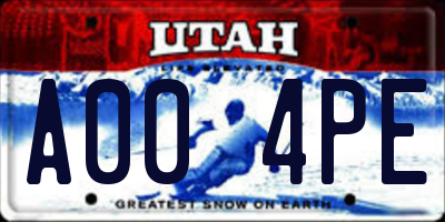 UT license plate A004PE