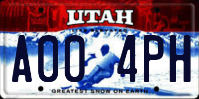 UT license plate A004PH