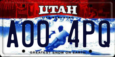 UT license plate A004PQ