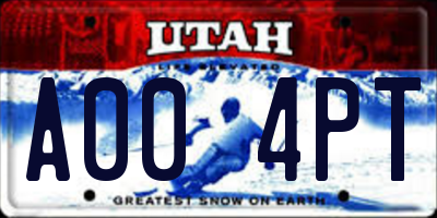 UT license plate A004PT