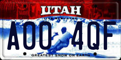 UT license plate A004QF