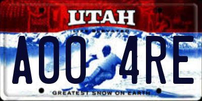 UT license plate A004RE