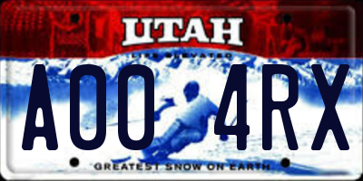 UT license plate A004RX