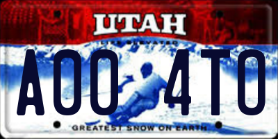 UT license plate A004TO
