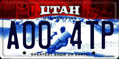 UT license plate A004TP