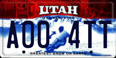 UT license plate A004TT