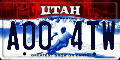 UT license plate A004TW