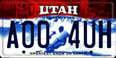 UT license plate A004UH