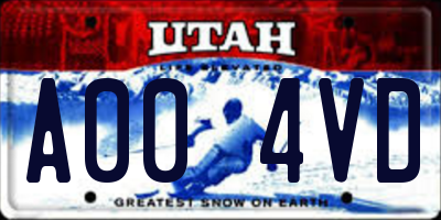 UT license plate A004VD