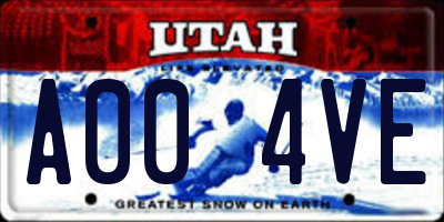 UT license plate A004VE