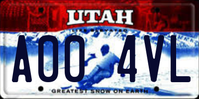 UT license plate A004VL