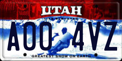 UT license plate A004VZ