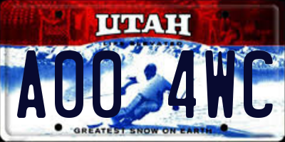 UT license plate A004WC