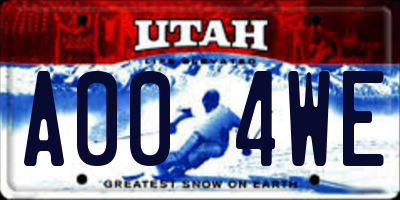 UT license plate A004WE