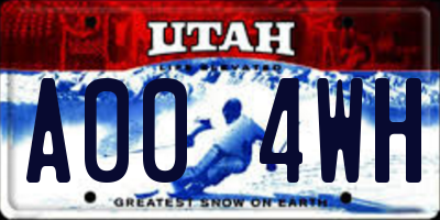 UT license plate A004WH
