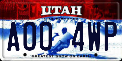 UT license plate A004WP