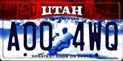 UT license plate A004WQ