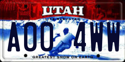 UT license plate A004WW