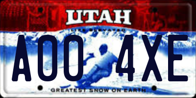 UT license plate A004XE