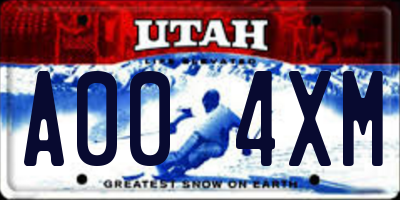 UT license plate A004XM