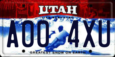 UT license plate A004XU