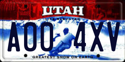 UT license plate A004XV