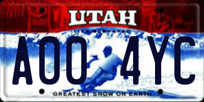 UT license plate A004YC