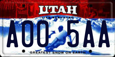 UT license plate A005AA