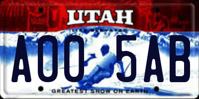 UT license plate A005AB