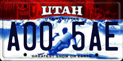 UT license plate A005AE