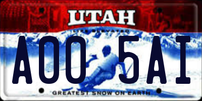 UT license plate A005AI