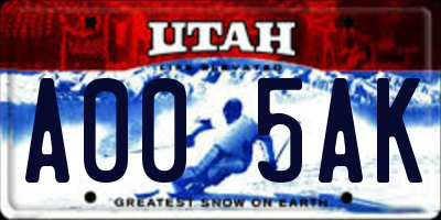 UT license plate A005AK