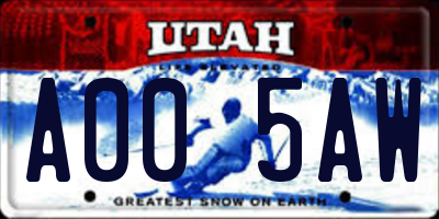UT license plate A005AW