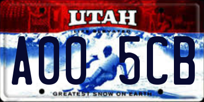 UT license plate A005CB