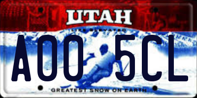 UT license plate A005CL