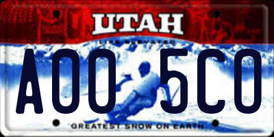 UT license plate A005CO