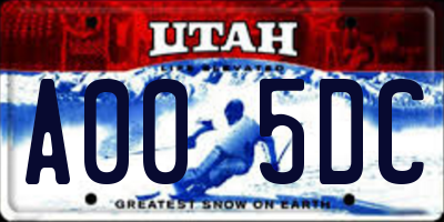 UT license plate A005DC